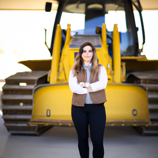 A woman financing a bulldozer.