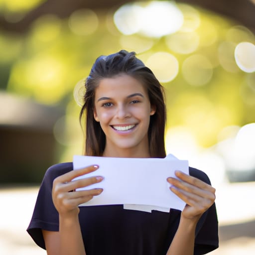 Woman with her pay stub.